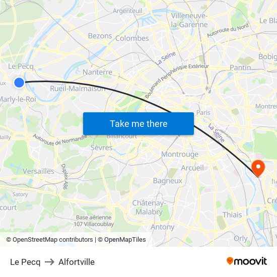 Le Pecq to Alfortville map