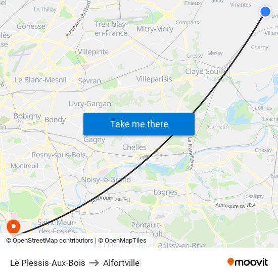 Le Plessis-Aux-Bois to Alfortville map
