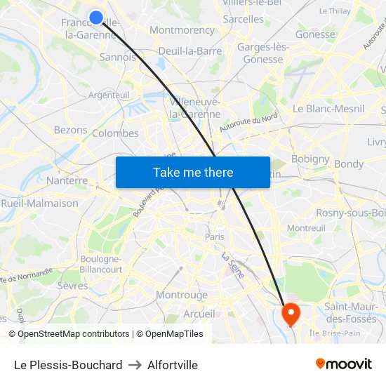 Le Plessis-Bouchard to Alfortville map