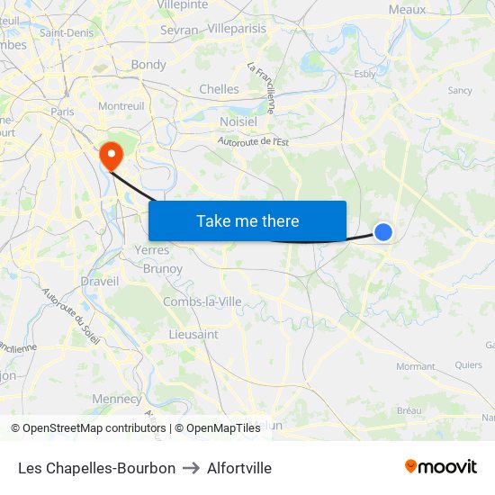 Les Chapelles-Bourbon to Alfortville map
