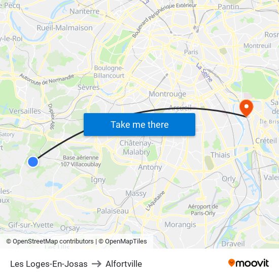 Les Loges-En-Josas to Alfortville map