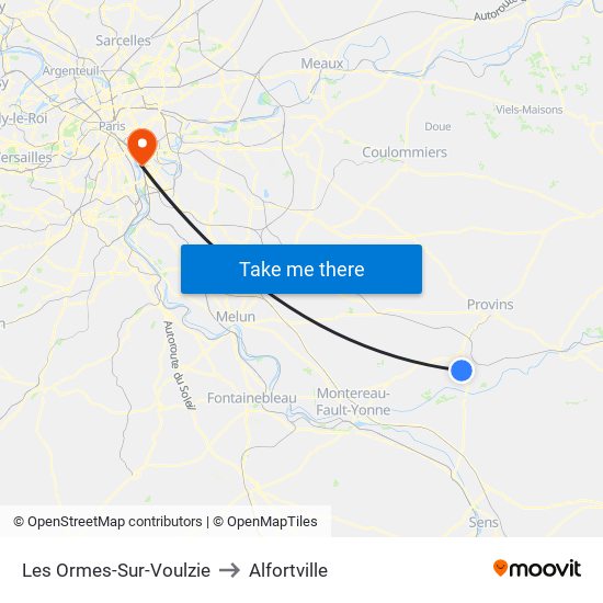 Les Ormes-Sur-Voulzie to Alfortville map