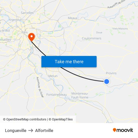 Longueville to Alfortville map