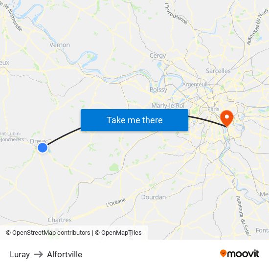 Luray to Alfortville map