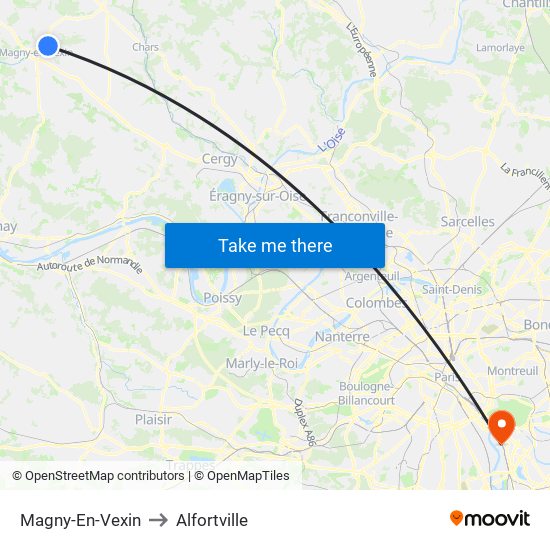 Magny-En-Vexin to Alfortville map