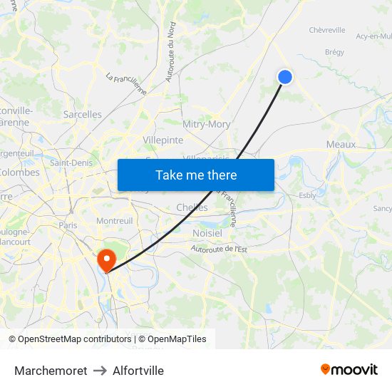 Marchemoret to Alfortville map