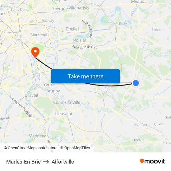 Marles-En-Brie to Alfortville map