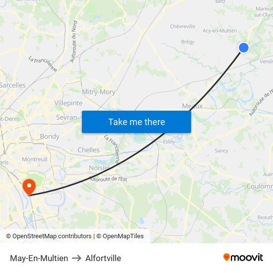 May-En-Multien to Alfortville map