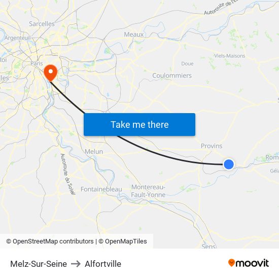 Melz-Sur-Seine to Alfortville map