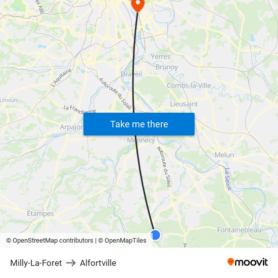 Milly-La-Foret to Alfortville map