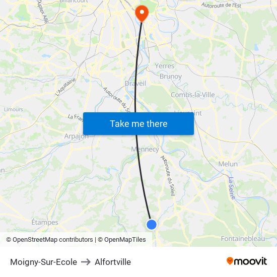 Moigny-Sur-Ecole to Alfortville map