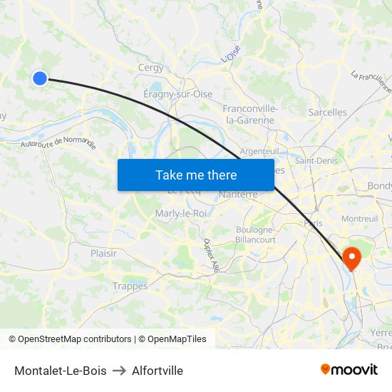 Montalet-Le-Bois to Alfortville map