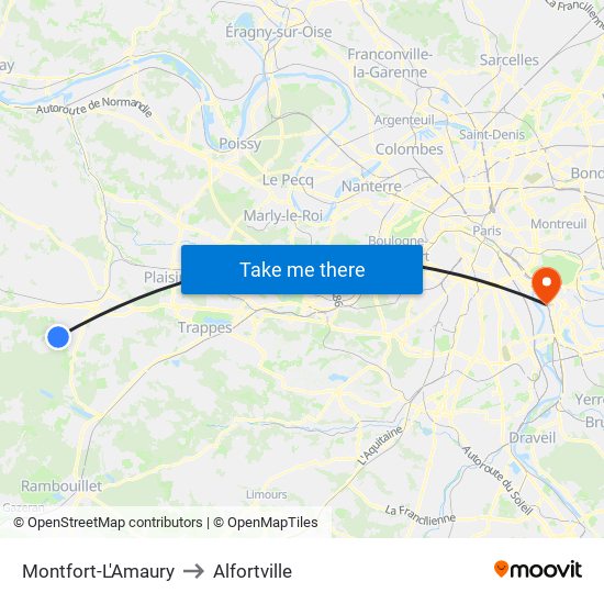 Montfort-L'Amaury to Alfortville map