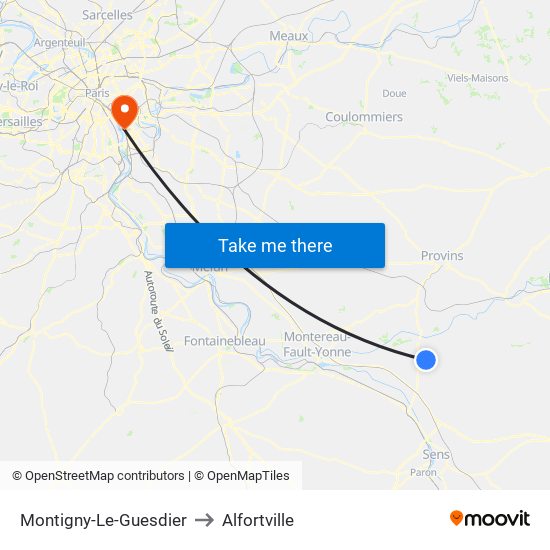 Montigny-Le-Guesdier to Alfortville map