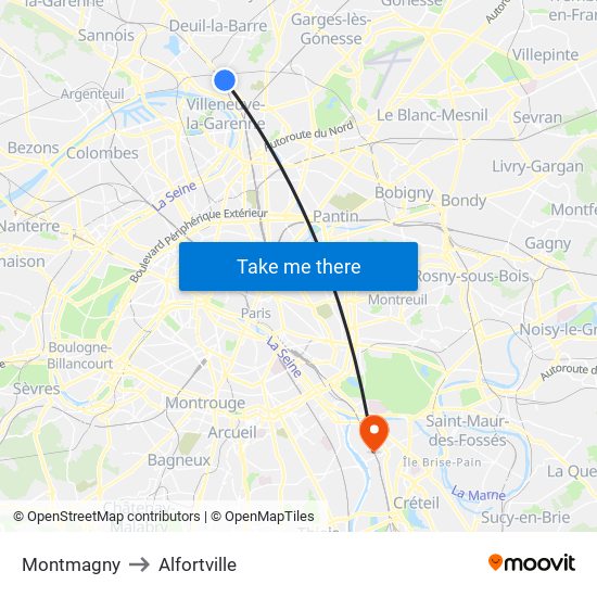 Montmagny to Alfortville map