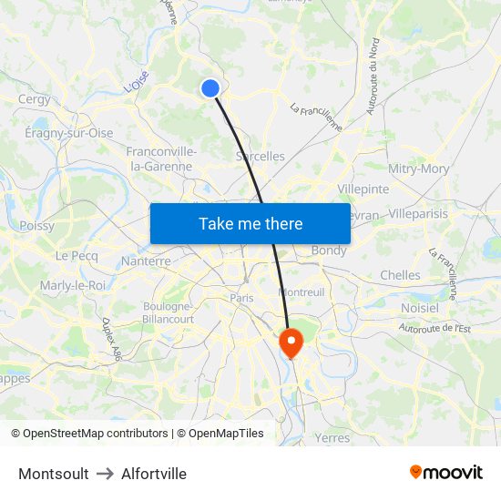 Montsoult to Alfortville map