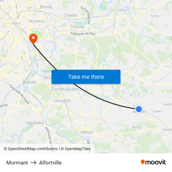 Mormant to Alfortville map
