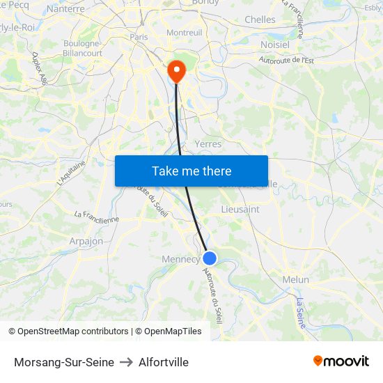 Morsang-Sur-Seine to Alfortville map