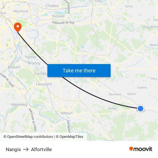 Nangis to Alfortville map