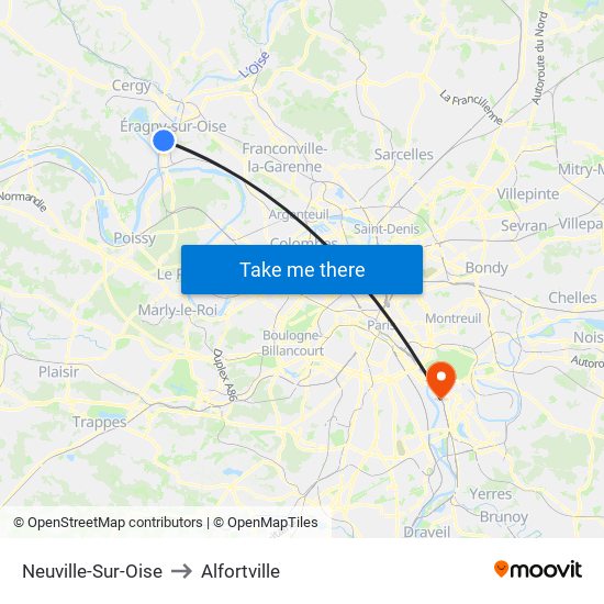 Neuville-Sur-Oise to Alfortville map