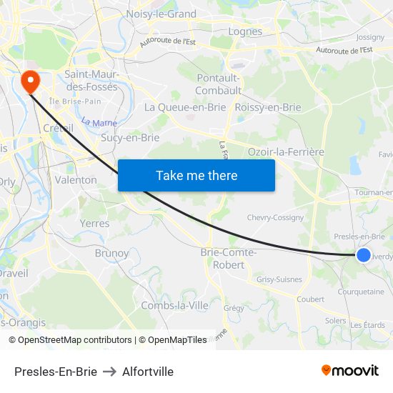 Presles-En-Brie to Alfortville map