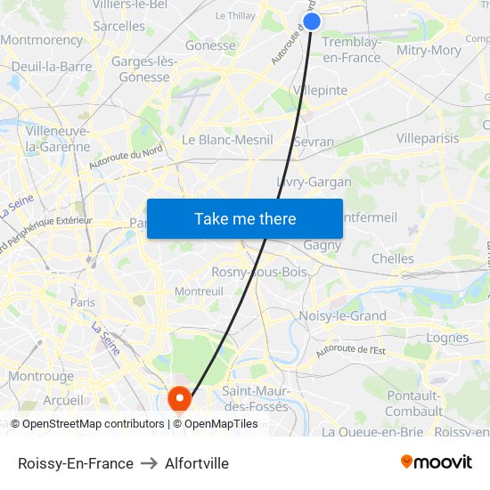Roissy-En-France to Alfortville map