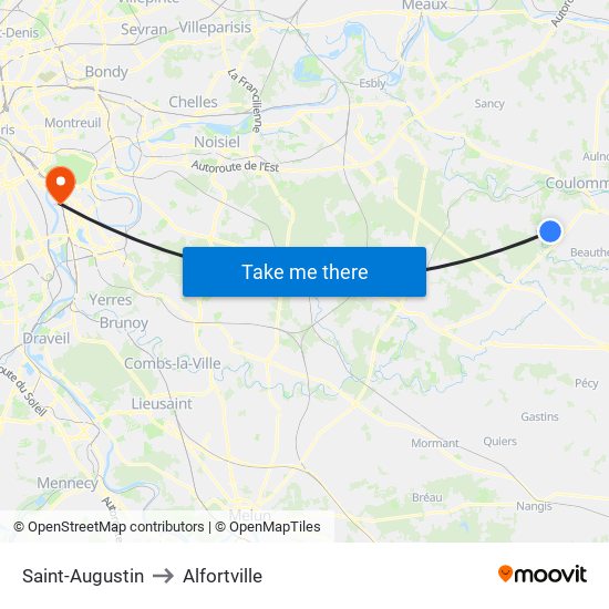 Saint-Augustin to Alfortville map