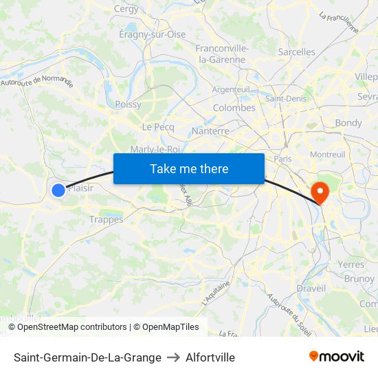 Saint-Germain-De-La-Grange to Alfortville map