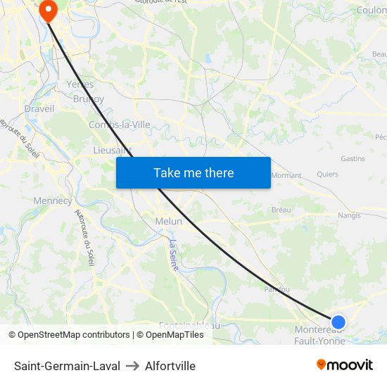 Saint-Germain-Laval to Alfortville map