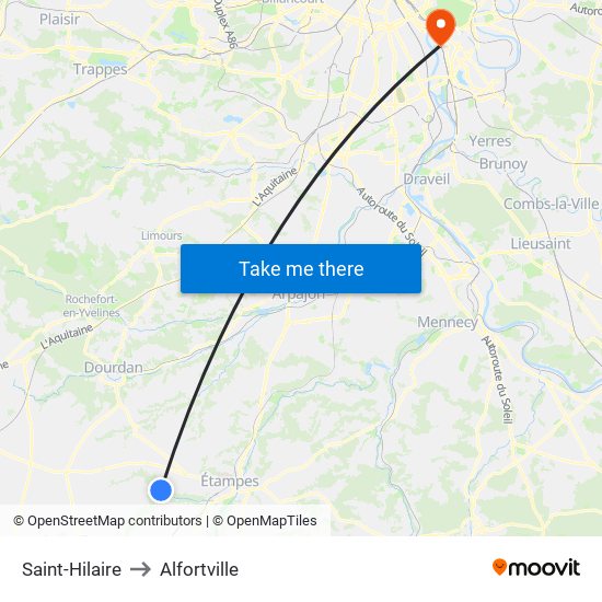 Saint-Hilaire to Alfortville map