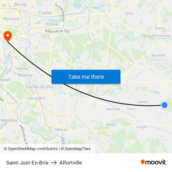 Saint-Just-En-Brie to Alfortville map