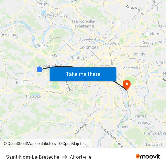 Saint-Nom-La-Breteche to Alfortville map