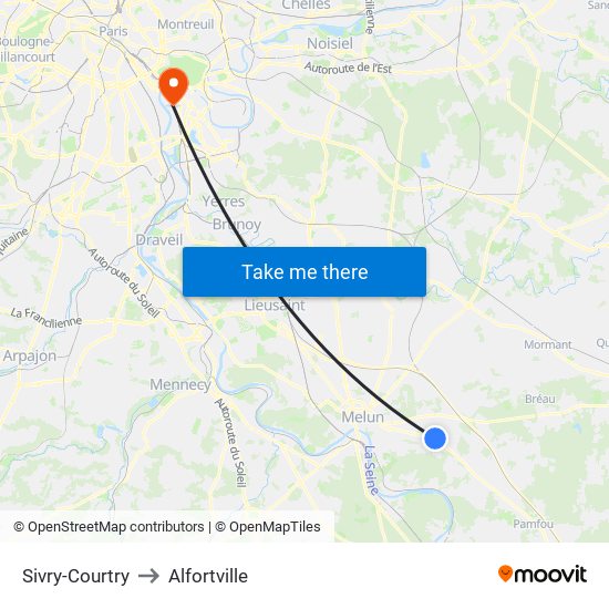 Sivry-Courtry to Alfortville map