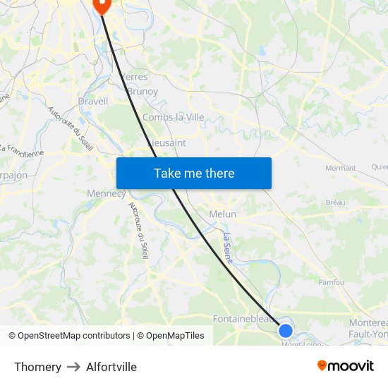 Thomery to Alfortville map