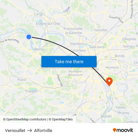 Vernouillet to Alfortville map