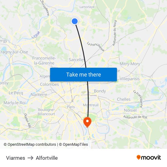 Viarmes to Alfortville map