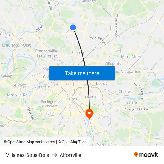 Villaines-Sous-Bois to Alfortville map