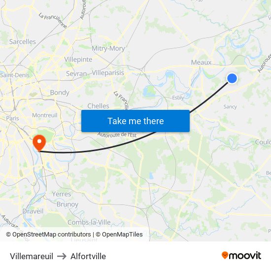 Villemareuil to Alfortville map