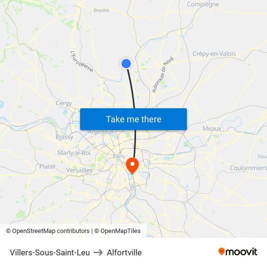 Villers-Sous-Saint-Leu to Alfortville map
