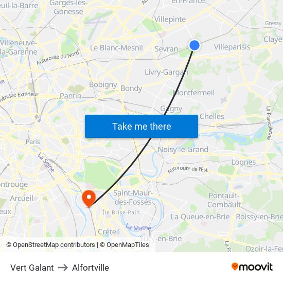 Vert Galant to Alfortville map