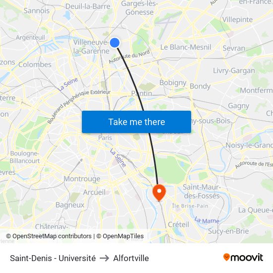 Saint-Denis - Université to Alfortville map