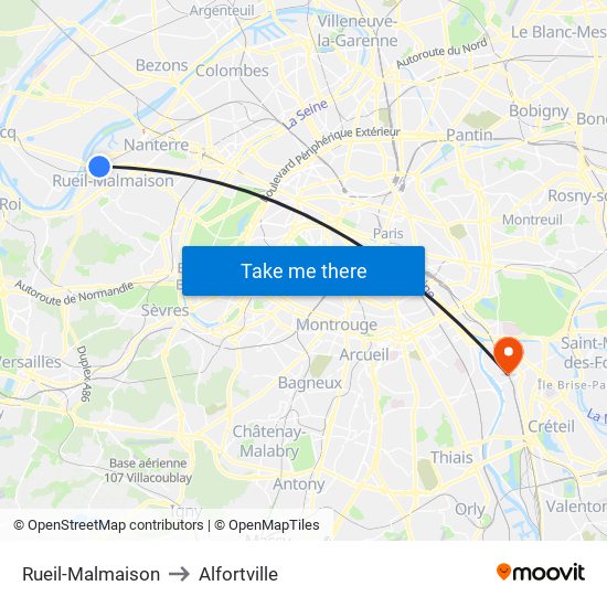 Rueil-Malmaison to Alfortville map