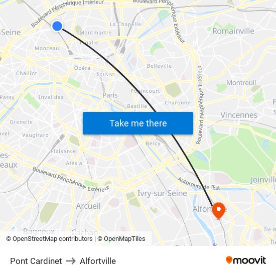 Pont Cardinet to Alfortville map