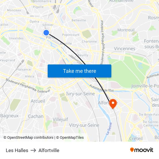 Les Halles to Alfortville map