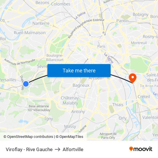Viroflay - Rive Gauche to Alfortville map