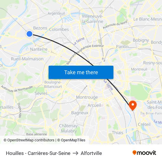 Houilles - Carrières-Sur-Seine to Alfortville map