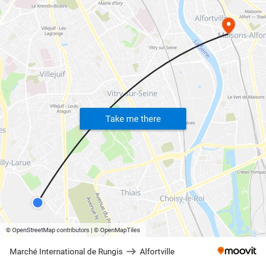 Marché International de Rungis to Alfortville map