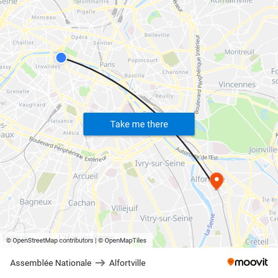Assemblée Nationale to Alfortville map