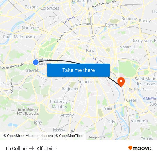 La Colline to Alfortville map