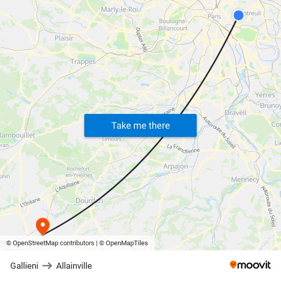 Gallieni to Allainville map
